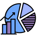 blue chart icon with an upward trend